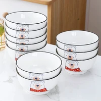 creative cute bowl kawaii white cartoon pattern rice soup bowl bear modern ceramic soup fruteros de cocina tableware ed50tw