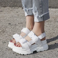 lazyseal summer women platform sandals fashion buckle design white 7cm increasing sandals thick sole platform shoes female