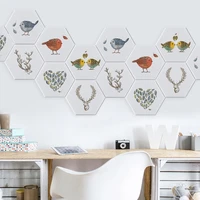 3d hexagon wall stickers nordic birds self adhesive headboards sticker for living room bedroom hostel restaurant bath wall decor