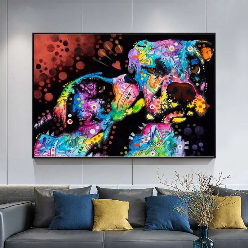 

Modern Art Painting Color Animal Dog Canvas Painting Print Painting Posters and Prints Home Living Room Wall Decoration Painting