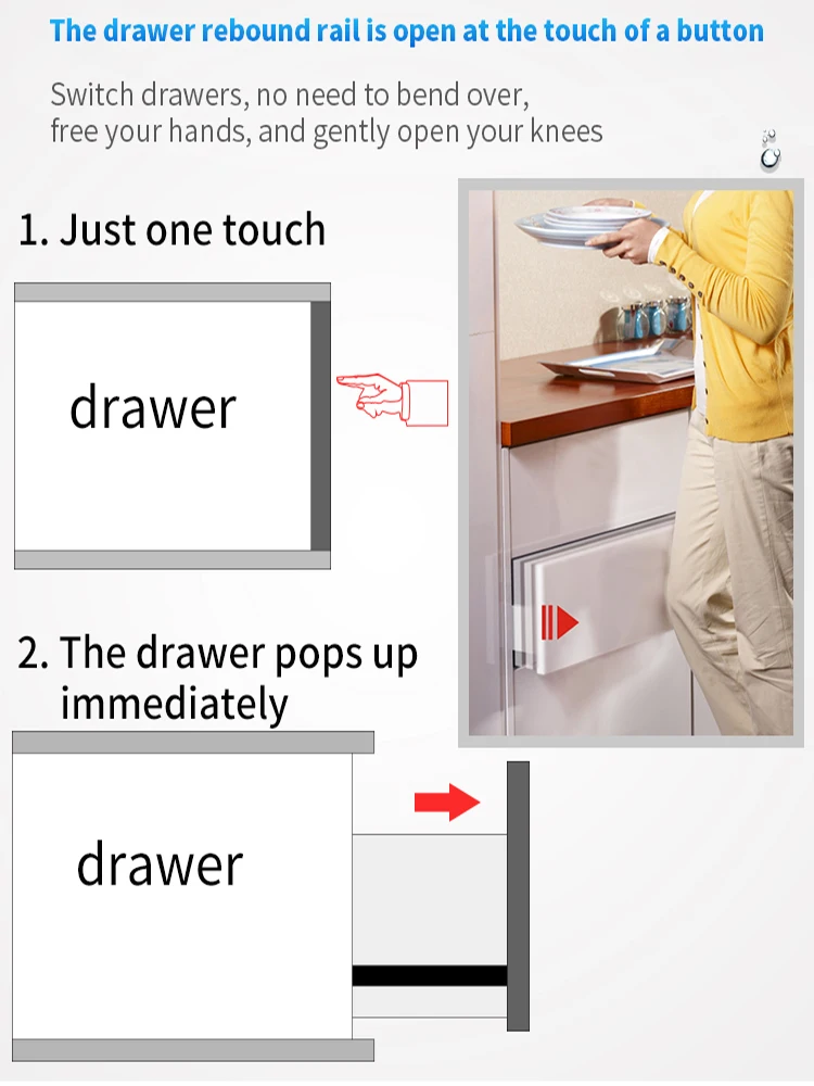 

Drawer Slide Rail Cabinet Telescopic Ball Bearing 3-Section Rebound Drawer Runner Cabinet Sliding Door Sliding Door Hardware