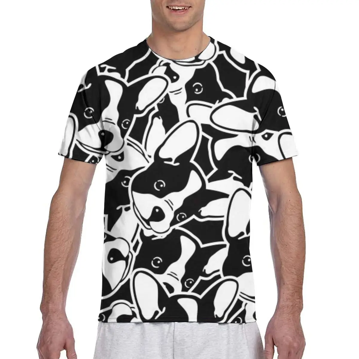 Футболка мужская с коротким рукавом повседневная тенниска принтом голова