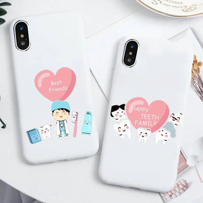 

Tooth Dentist Phone Case For IPhone 6 6s 7 8 Plus X Xs Xr Xsmax 11 12 Pro Promax 12mini Candy White Silicone Cover