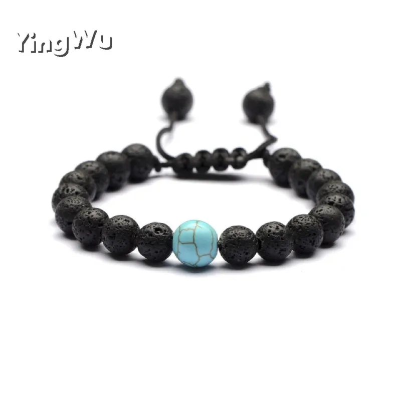 Yingwu 8 мм Лава камень ручной вязки браслет Исцеление баланс бусины рейки Будда