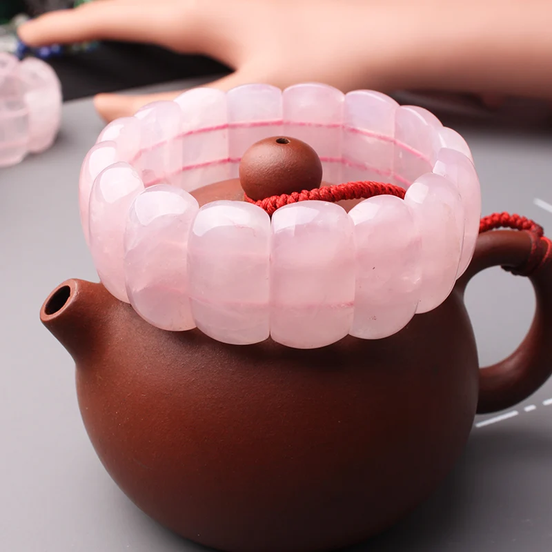 Браслет из 100% натурального камня с розовым кристаллом и кварцем винтажный