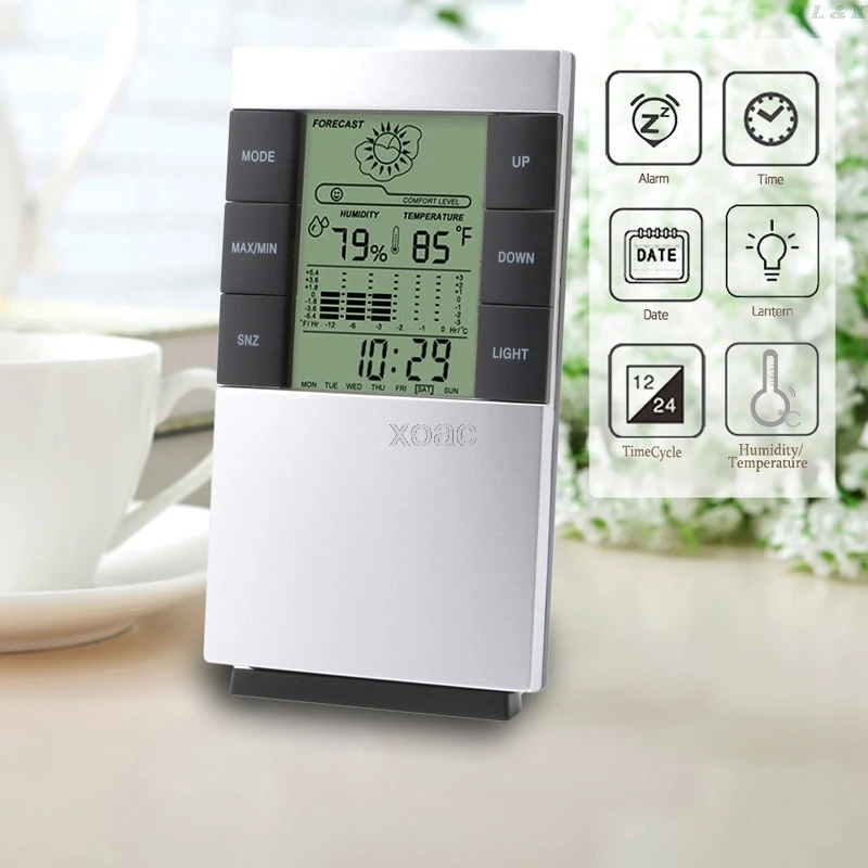 Комнатный цифровой гигрометр термометр измеритель температуры и влажности Часы