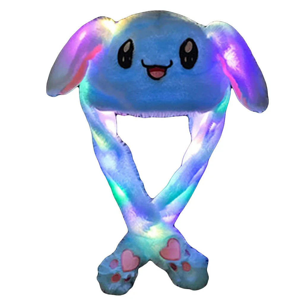 Милая шапка в виде кролика женская мужская детская с подсветкой милая плюшевая