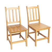 2pcs sturdy bamboo dining chairs wood color 41 x 46 x 87cm us warehouse in stock
