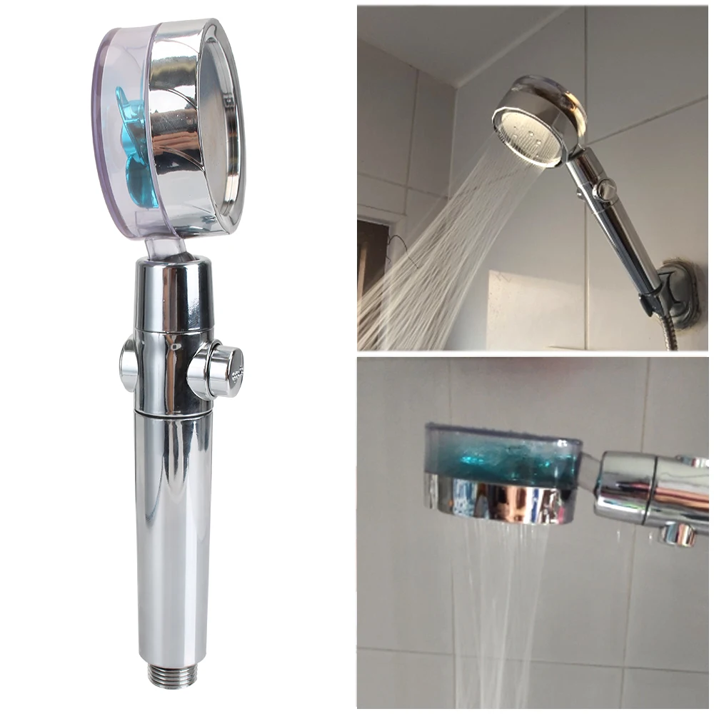 

Water Saving Flow Shower Head With Small Fan 360 Degrees Rotating Bathroom Accessories High Pressure Spray Nozzle