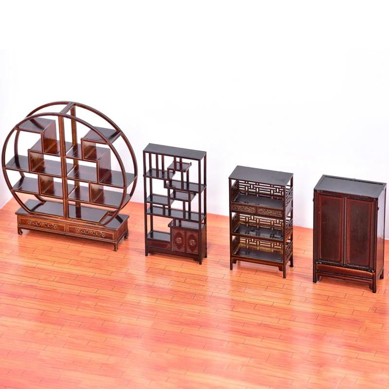 

Retro mini Furniture Miniature Doll House accessories Chinese Style Plastic Model Cabinet Shelf Building model materials