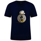 Футболка мужская хлопковая в стиле Харадзюку, смешная рубашка с изображением Микки Мауса, Бегущего в стиле ББ 8, с диснеевскими звездами, лето