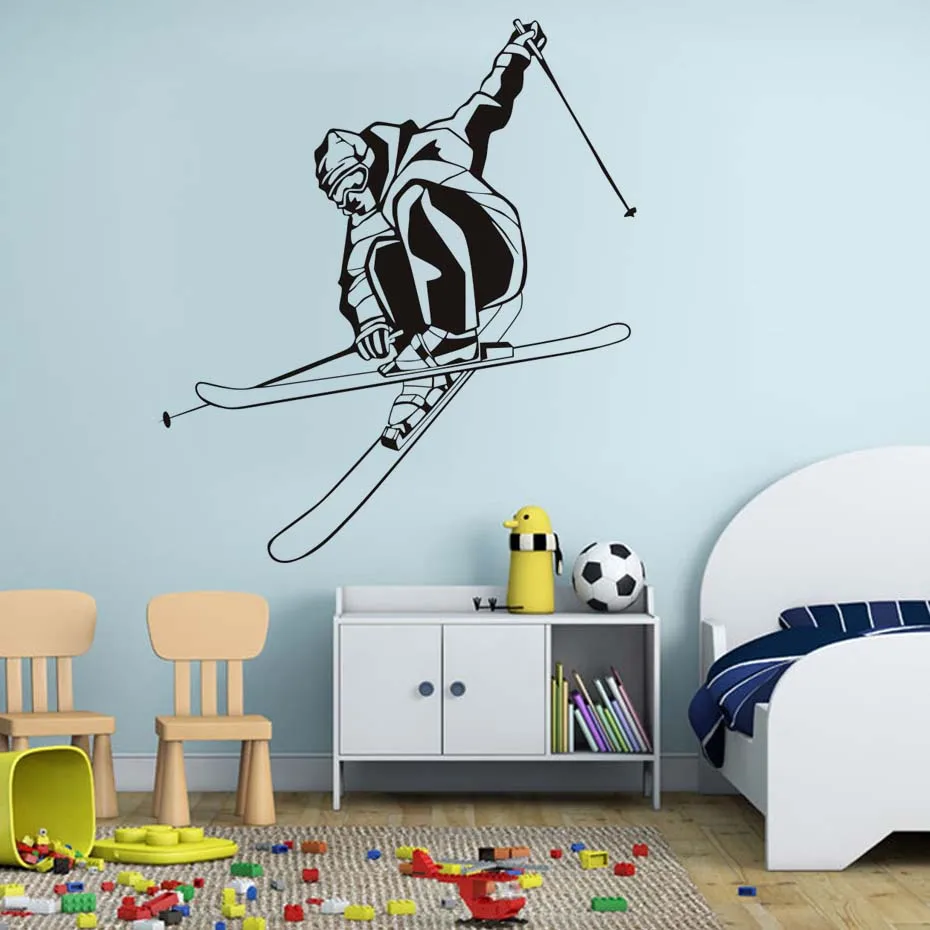 Лыжники играющие на лыжах настенные наклейки для домашнего декора Съемные