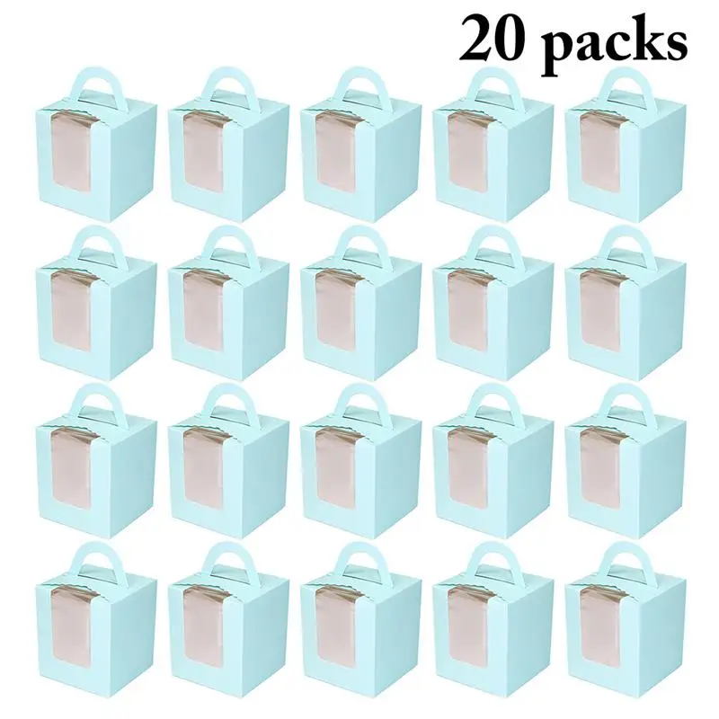 20pcs Мини печенье конфеты коробка одиночная коробка Маффин Портативный Розовый Окно кекс коробка мусс грязь бутылочка для десерта упаковка чашка дети подарок - Цвет: 20pcs