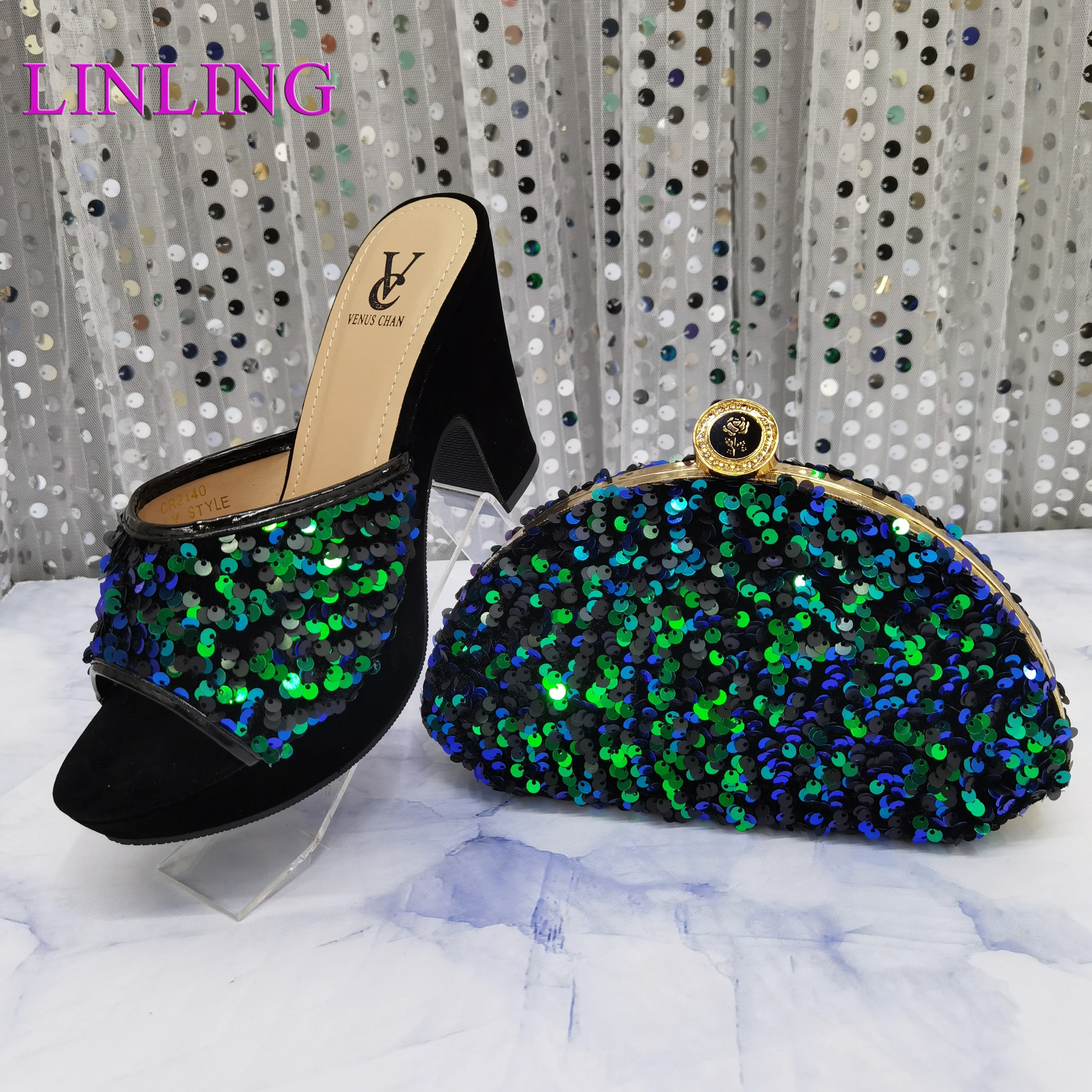 

2021 New Arrival Fuchsia Color Shoes and Bag Set African Shoes and Bag To Match African Shoe and Bag Set for Party 38-42