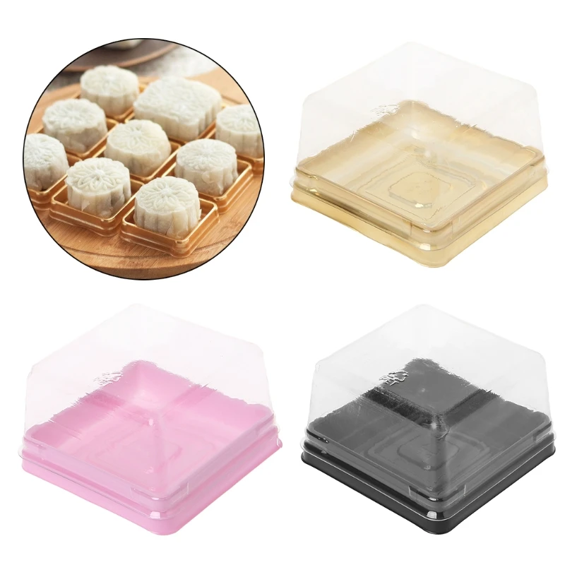 

80g Square Moon Cake Trays Mooncake Packaging Box Container Holder 50 Sets