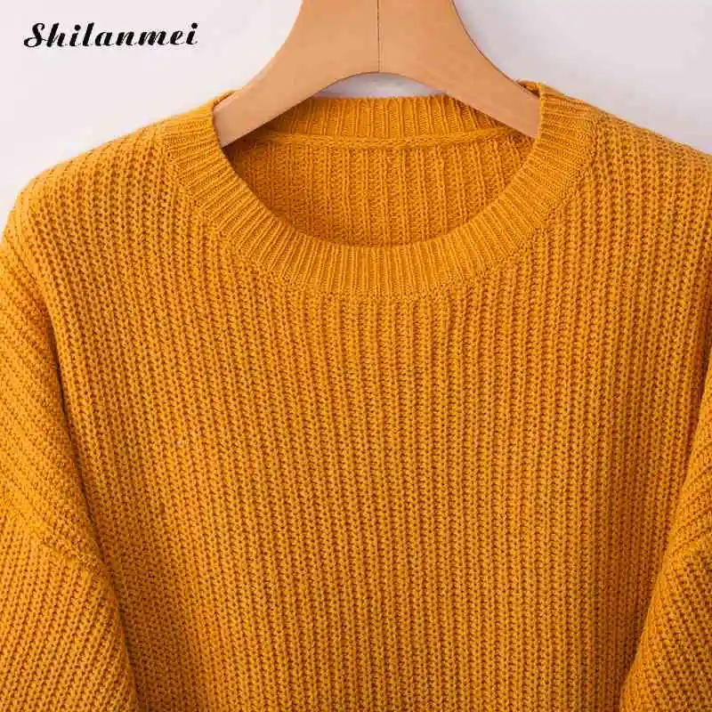 

New 2019 Autumn Winter Knitted Sweater Patchwork Long Sleeve Pullover Women Fashion Top O Neck Elegant Ladies Jumper Pull Femme