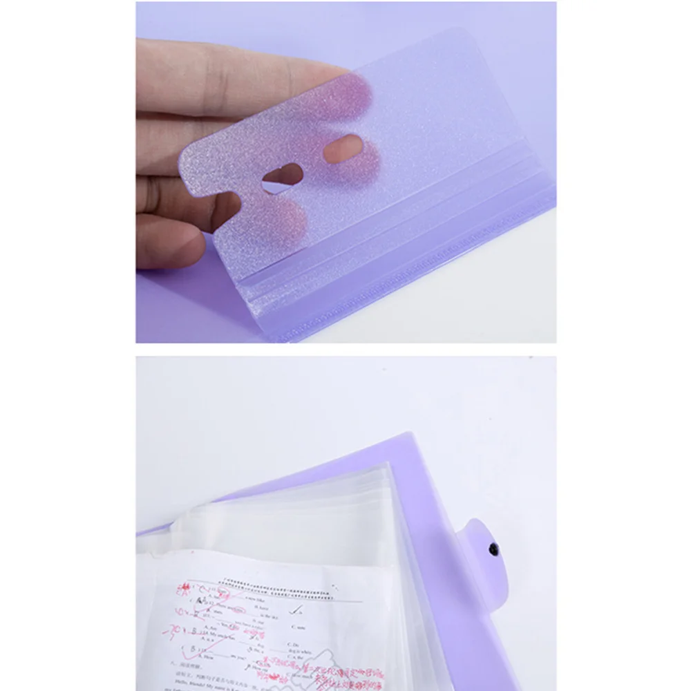 

20 Pages Transparent File Folder Examination Paper Storage Clip for A3 Report Display Cover Organizer Binder (Purple)