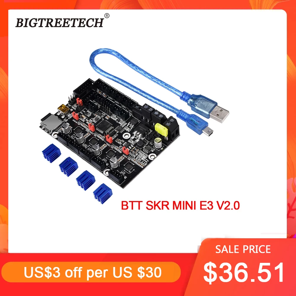 Материнская плата BIGTREETECH BTT SKR MINI E3 V2 32 бит встроенная TMC2209UART обновленная для Creality