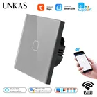Умный сенсорный настенный выключатель UNKAS, из закаленного стекла, ЕСВеликобритания, Wi-Fi, беспроводное управление через приложение, работает с Alexa  Google Home