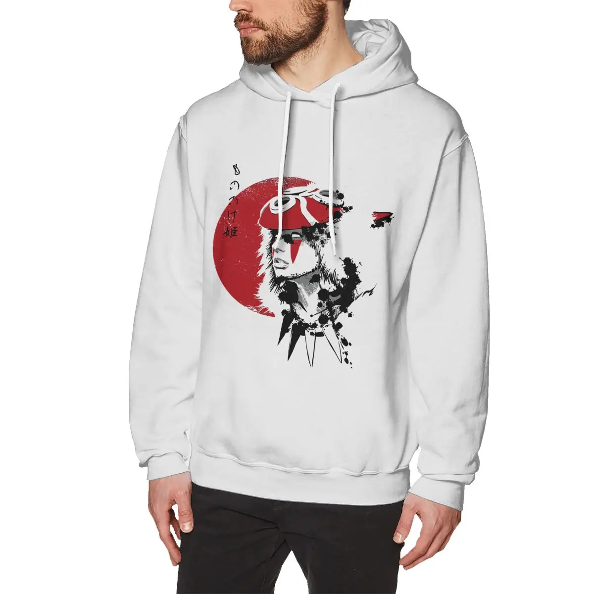 

Miyazaki Hayao Red Princess Mononoke Anime Manga Men's Sweatshirt 100% Cotton Funny Hoodies Unique Pullovers