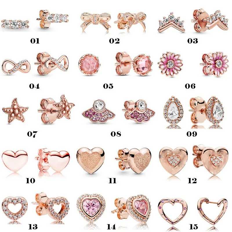 

S925 Sterling Silver Pan Earrings Rose Gold Eternal Chrysanthemum Earrings Suitable For Women's Gifts Wedding Diy Jewelry