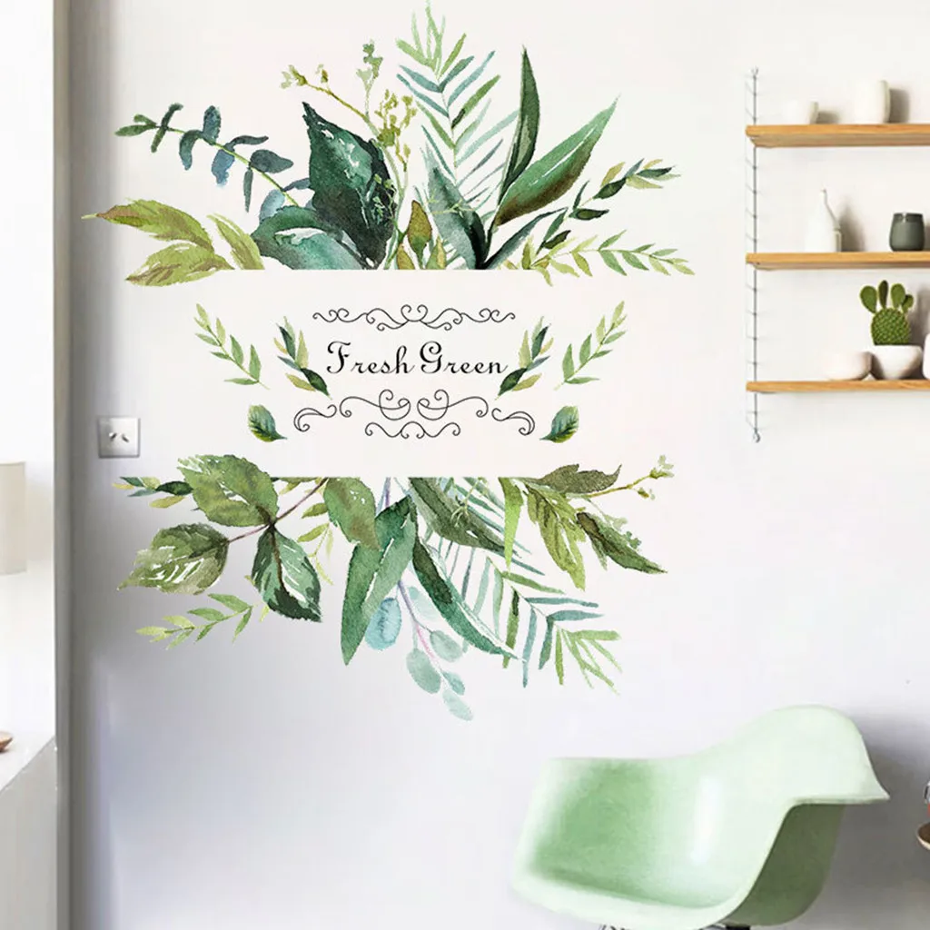 Зеленый лист деревенский стиль настенная наклейка стена стикер Гостиная ТВ