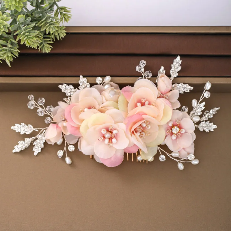 FORSEVEN Новый дизайн поддельные цветок лист Сияющий кристалл жемчуг гребни для