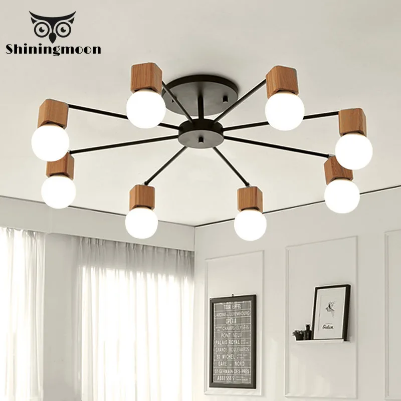 Modern Wood Ceiling Light Living Room Bedroom Lights Office Flush Mount home Decor Lustre | Лампы и освещение
