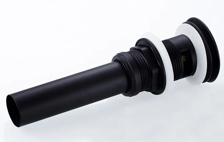 

Bathroom Lavatory Vanity Vessel Sink Drain, Black Pop Up Drain Stopper, Flip-Top, Flexible Drain bending Pipe DR90