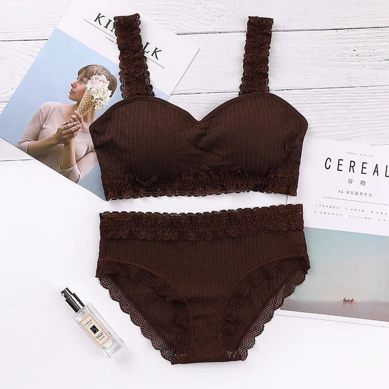 

Hot Sale Women Sexy Lace Bras Set Wireless Underwear Briefs Suit Tube Top Comfortable Breathable Bras Panty 2021