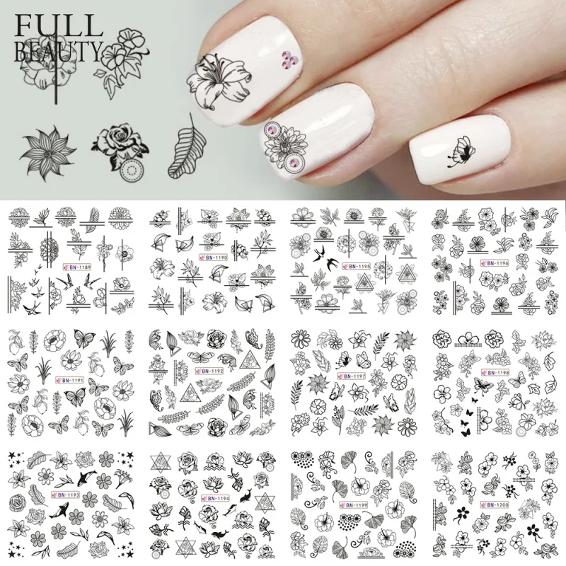 Переводные наклейки для ногтевого дизайна 12 видов|Стикеры и наклейки| |