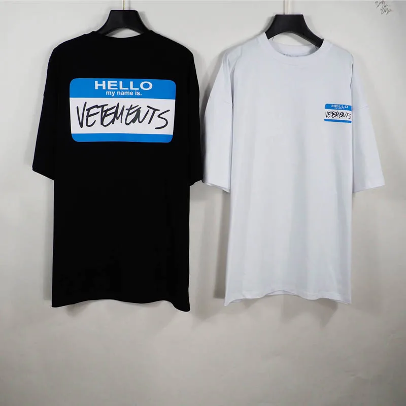 

Футболка с надписью «HELLO My name is. Vetement», свободные футболки с принтом логотипа для женщин и мужчин, летние хлопковые футболки 100%, футболки
