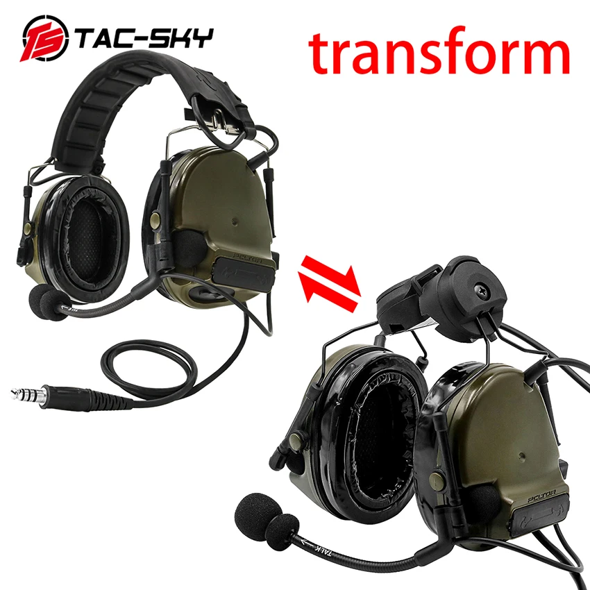 TAC-SKY COMTAC III helmet bracket silicone earmuffs headset with PTT U94 PTT and tactical headset replacement headband headband