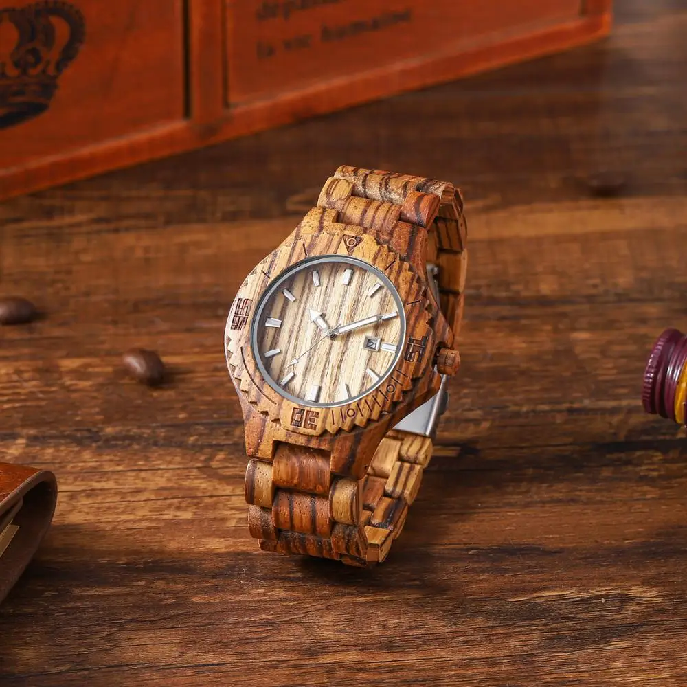 

Simple Fashion Wood Watch Mens Watches Top Brand Luxury Wooden Watches Male Quartz Wristwatch Full Wooden Men Clock