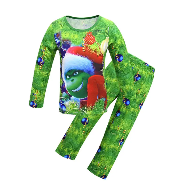 Boys The Grinch Christmas Pajamas Set New Xmas Hot Sale Kids Sleepwear Nightwear Cosplay Homewear+mask+scarf+gloves Pjs | Детская одежда