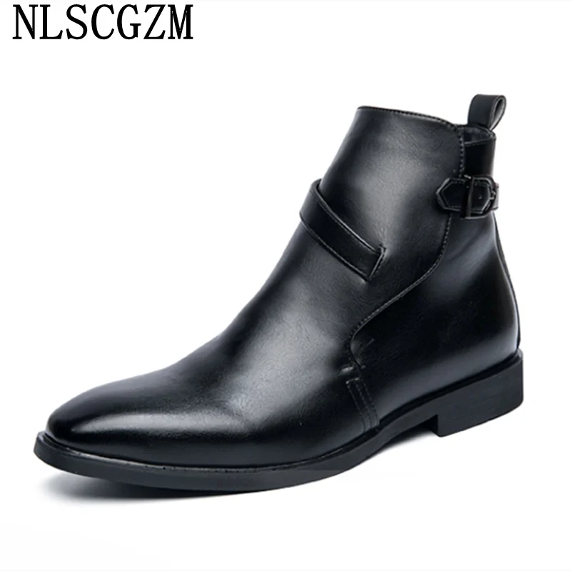 

Double Monk Strap Shoes Ankle Boots for Men Male Leather Boots Men Black Boots Office 2022 Luxury Designer Shoes Zapatos Hombre