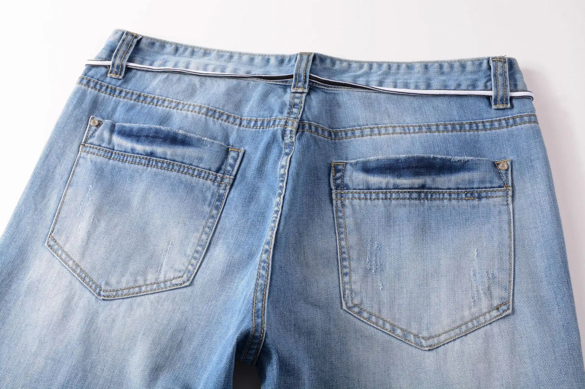 

2021 Men's Ripped Cotton Yarn Bottom Denim Embroidered Straight Jeans