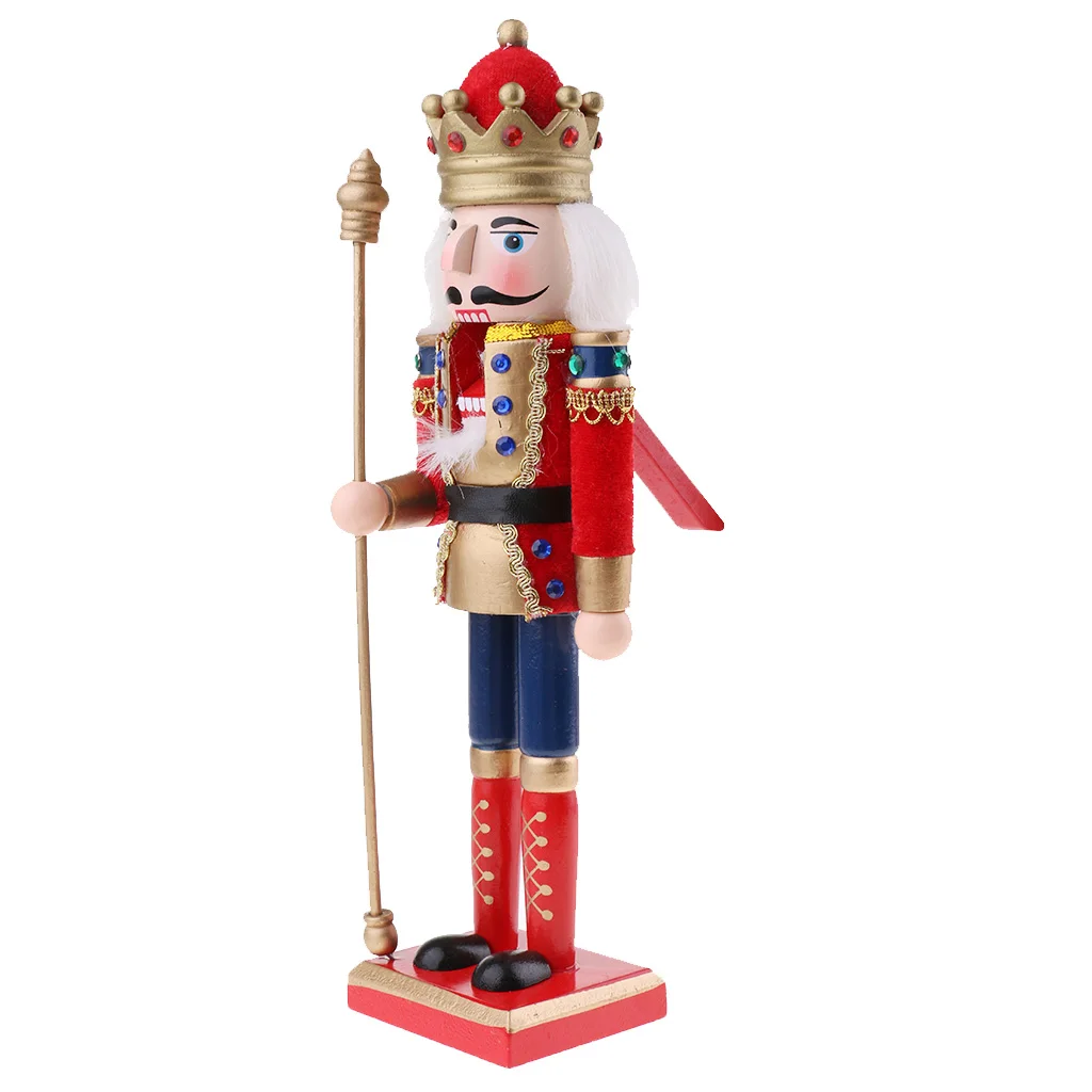2x30cm Wooden Nutcracker Solider Figures Model Puppet Doll Toy Home Decor Red | Figurines & Miniatures