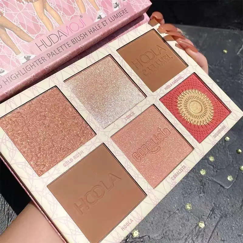 Хайлайтер для макияжа палитра бронзер лица пигментированная мерцающая пудра