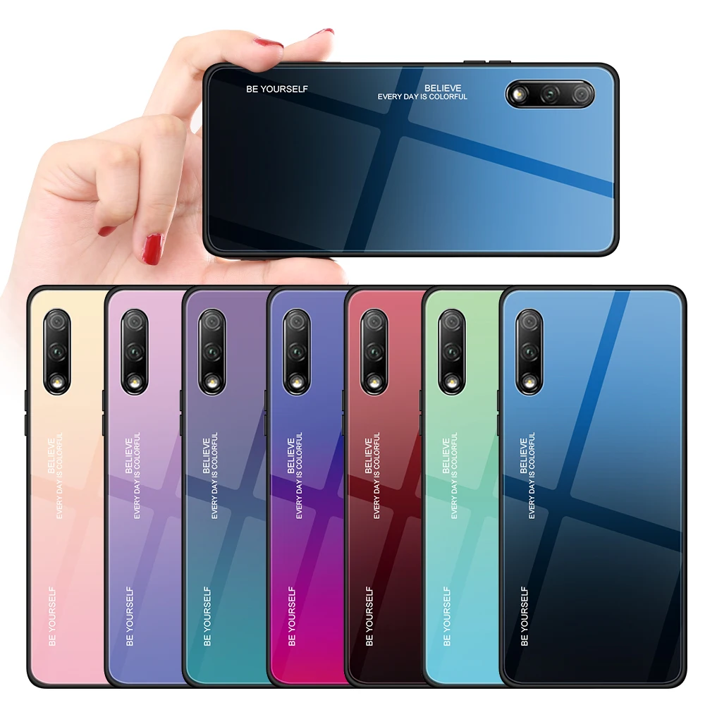 Чехол из закаленного стекла с градиентом для телефона Huawei P20 Pro P30 Mate 20 Lite P smart Z 2019