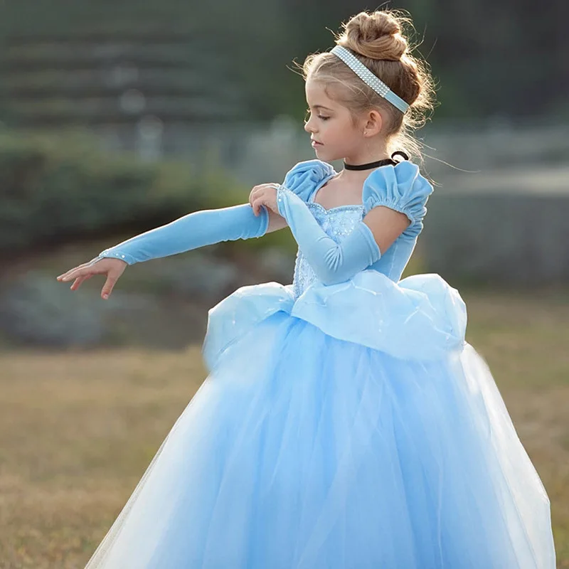 

Платье принцессы для девочек Disney, Золушка, Детские платья для девочек, Рождественский костюм, вечерние бальные платья для девочек, летнее Се...