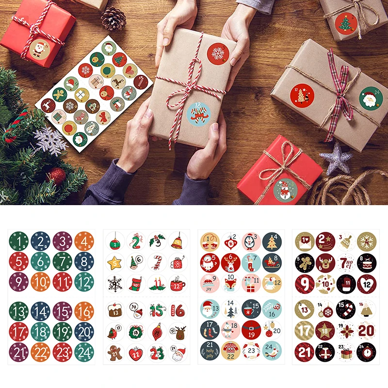 

Рождественская наклейка, 24 шт., самоклеящаяся бумага для рукоделия, этикетка для рукоделия, наклейка для герметизации