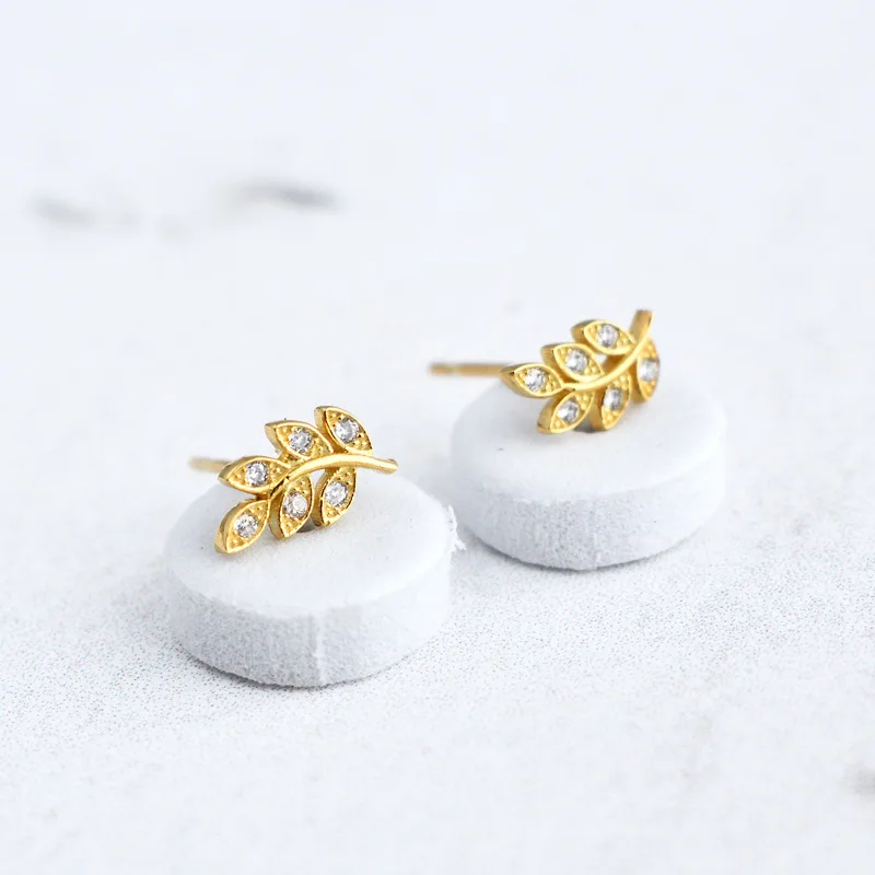 

925 Sterling SV Earrings For Women Micro Zircon Leaves Earrings SV 925 Jewelry earrings for women