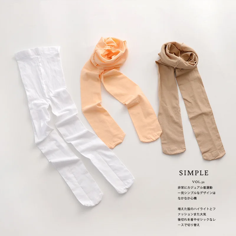 Medias de Ballet de terciopelo para ni&ntilde;as, medias el&aacute;sticas de verano para beb&eacute;s y ni&ntilde;os peque&ntilde;os, pantimedias c&oacute;modas de color blanco puro-3