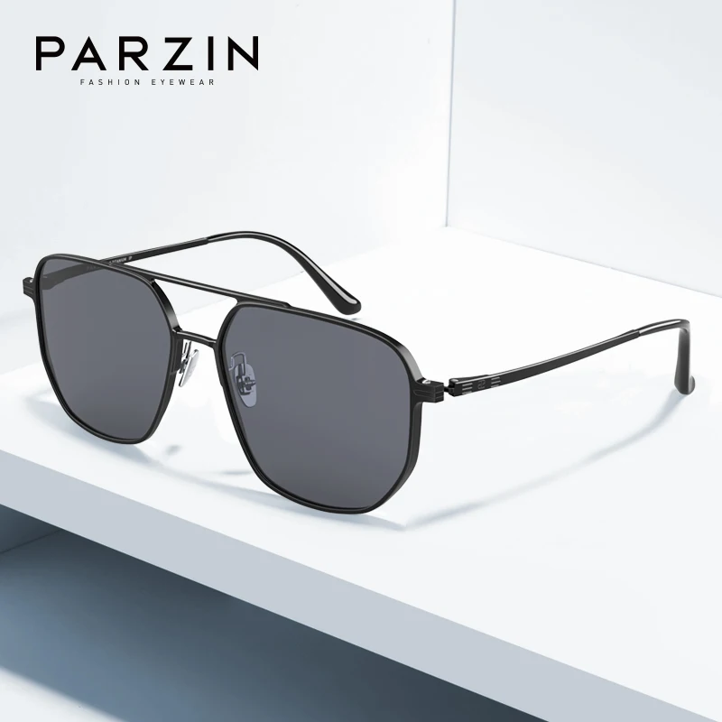 

PARZIN нейлоновые поляризационные солнцезащитные очки для мужчин, винтажные двухлучевые Квадратные Солнцезащитные очки для рыбалки, роскошн...