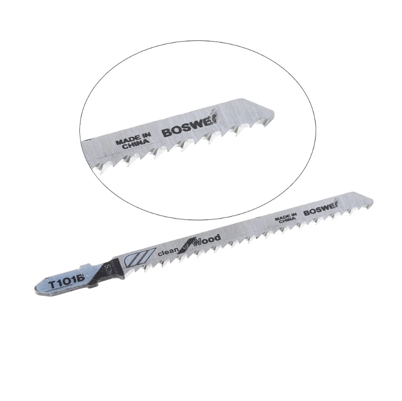 

5 Pcs T101B HCS 100mm Jigsaw Blade Clean For Wood T-Shank Jig Saw Blades 62KC