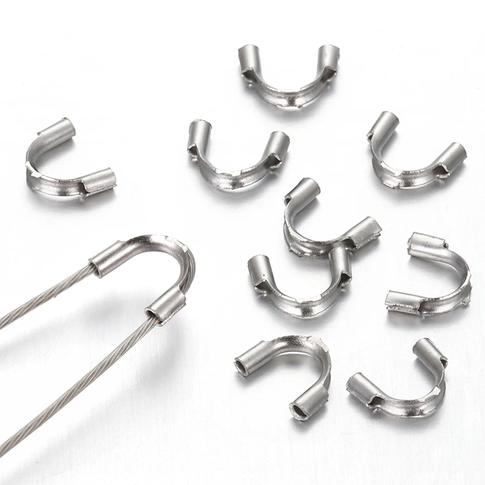 

30pcs Stainless Steel U Shape Wire Protectors Wire Guard Guardian Protectors loops Clasps Connector For Jewelry Making Supplies