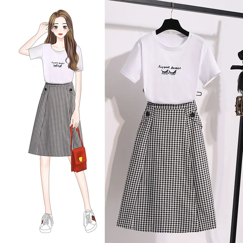 Женский комплект из 2 предметов ICHOIX элегантная клетчатая юбка в Корейском стиле
