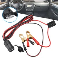 12v 24v car cigarette lighter female socket to battery terminal crocodile clips extension cord with 25a car fuse
