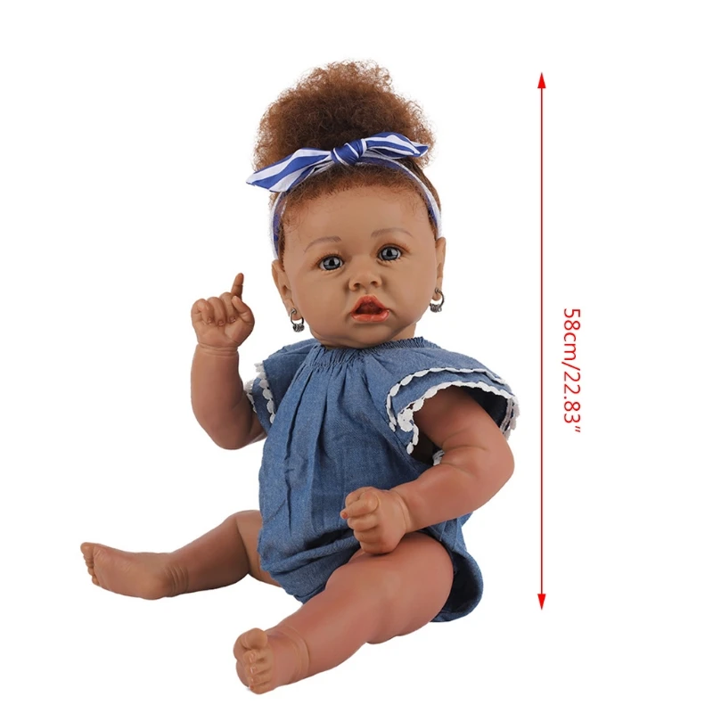 

23inch Baby Play Doll Washable African Girl Doll Realistic Newborn Doll